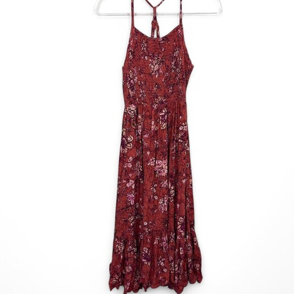 Maurice’s Rust Red Floral Maxi Sundress Strappy Back Boho Festival Size Small - Picture 2 of 7
